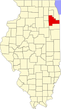 Map of Illinois highlighting Will County